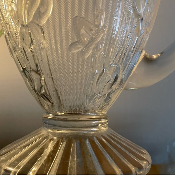 Iris and Herringbone Depression Glass - pitcher - Picture 3 of 4